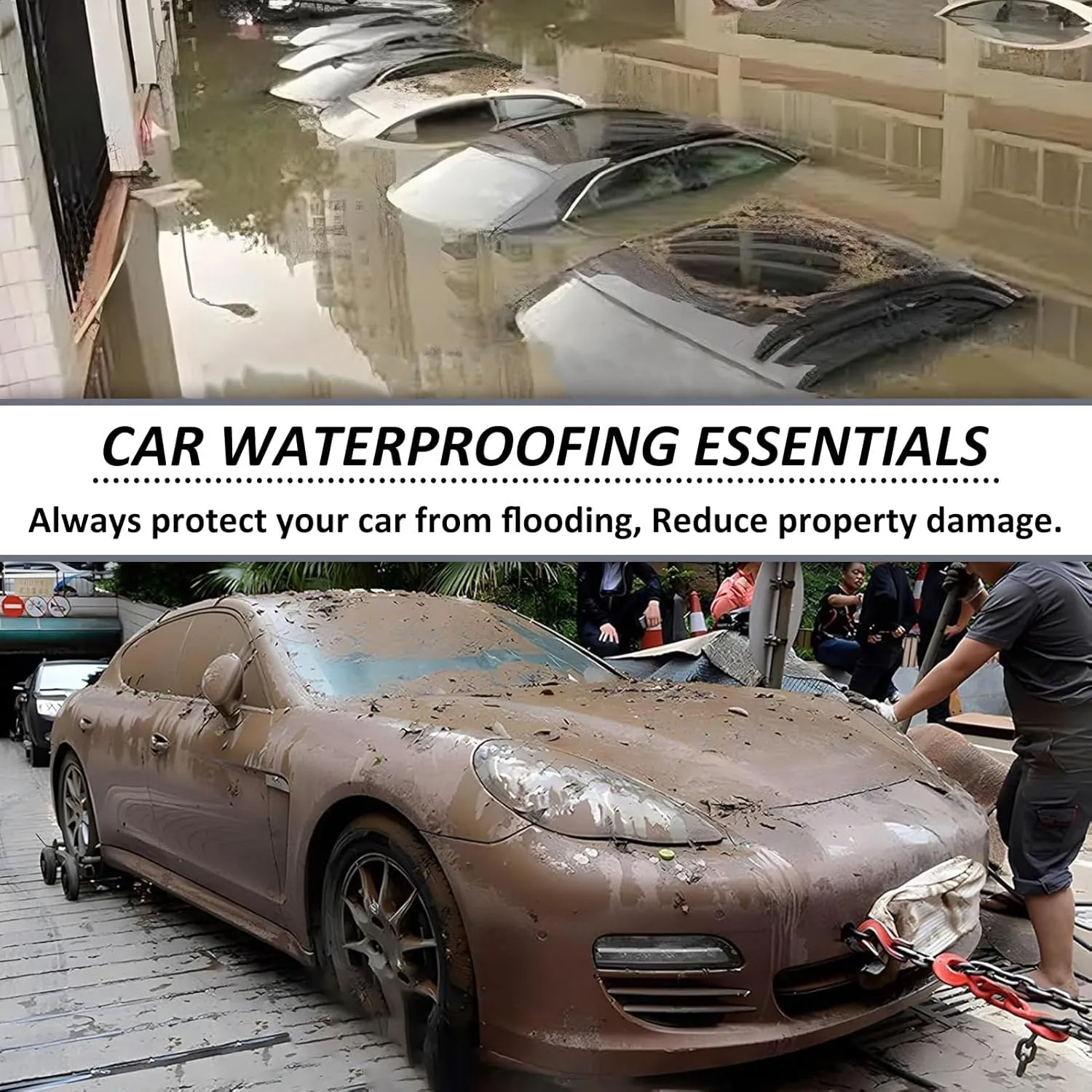 Car Cover Universal Plastic Car Cover Fully Enclosed, Large Car Cover and Flood Guard Car Bag Reusable, for Sedan SUVs(Small)