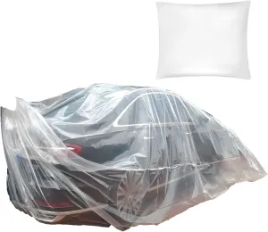 Car Cover Universal Plastic Car Cover Fully Enclosed, Large Car Cover and Flood Guard Car Bag Reusable, for Sedan SUVs(Small)