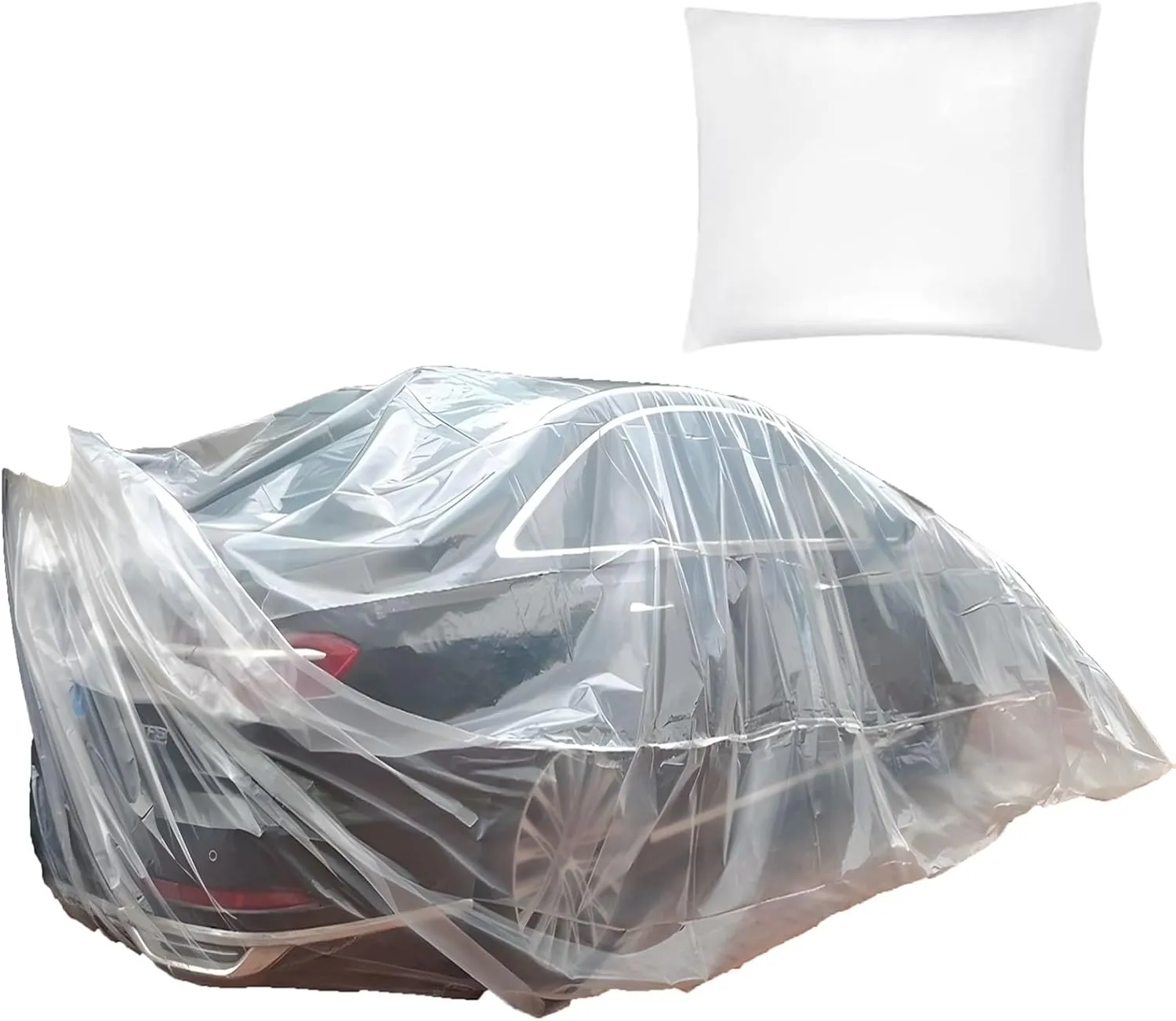 Car Cover Universal Plastic Car Cover Fully Enclosed, Large Car Cover and Flood Guard Car Bag Reusable, for Sedan SUVs(Small)