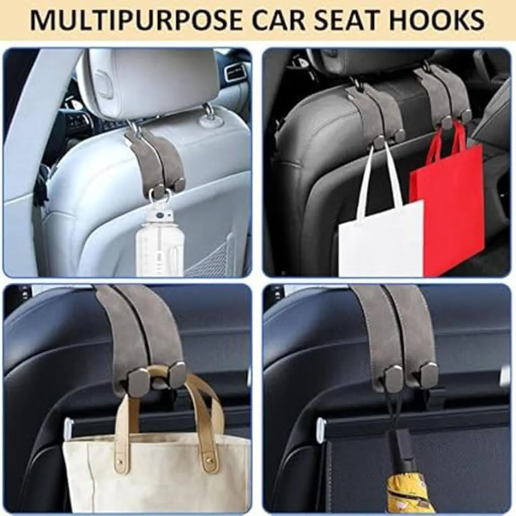 Car Seat Hooks for Hyundai EON 2011-2019, Headrest Hooks Car Back Storage Organizer Multifunctional Interior Car Accessories,2pcs Brown