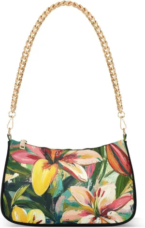 Carnival Lilies Oil Painting trendy chain crossbody fanny pack handbag for birthday gifts for women