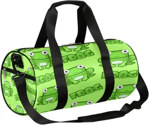 Cartoon Frog Sports Gym Bag Duffel Bags Workout Lightweight Shoulder Weekender Bag Travel Duffel Bag for Men Women(Green Frog)