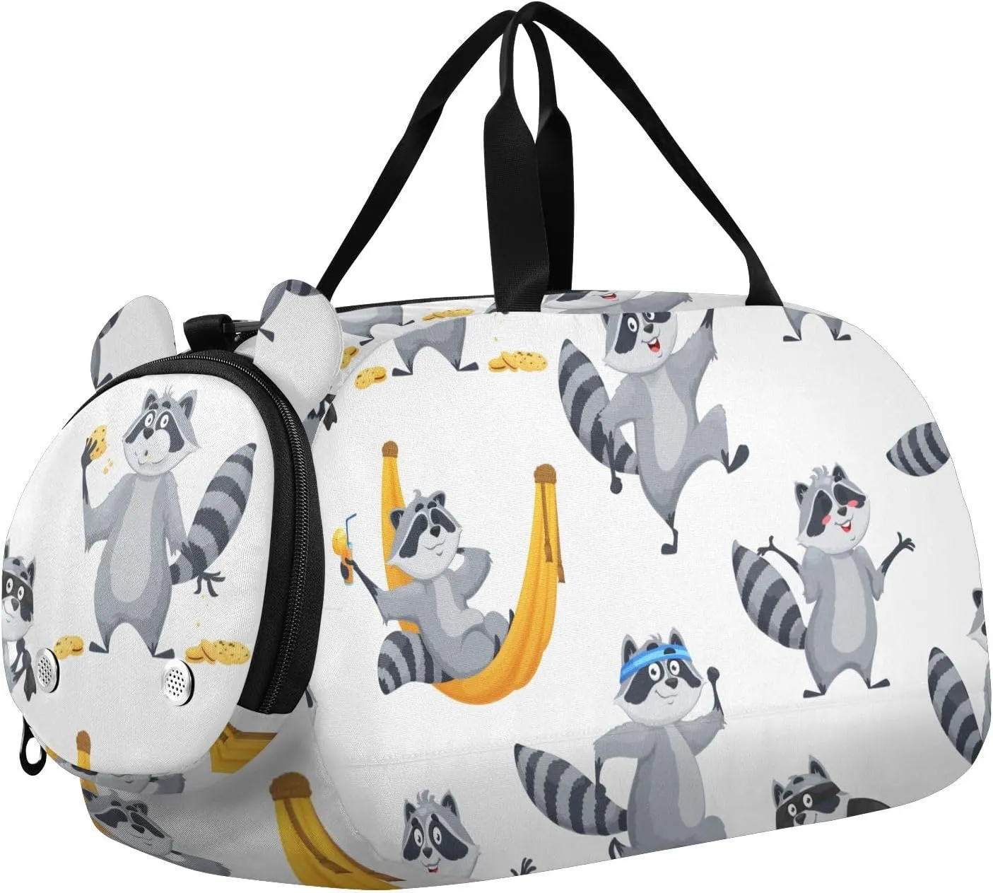 Cartoon Funny Raccoon Characters Duffel Bags for Boys Small Gym Bags for Teens Dance Bag for Girls