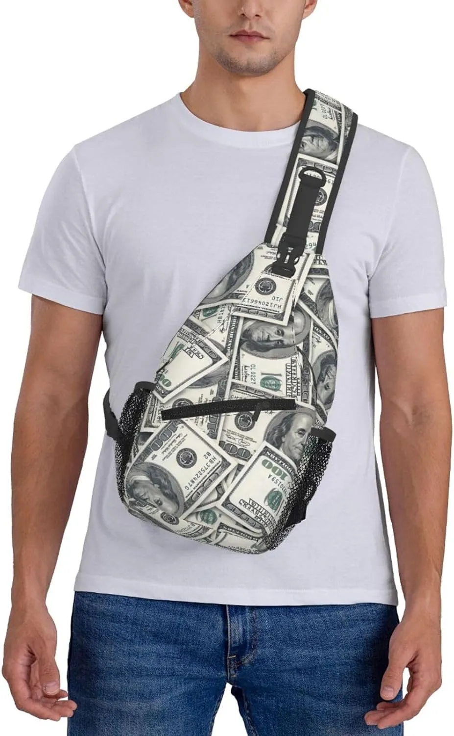 Cash US Dollar Sling Bag Adjustable Crossbody Bag Casual Chest Bags Travel Shoulder Backpack For Women Men