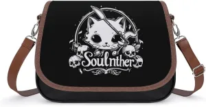Cat Soul Killer Leather Crossbody Bags for Women Travel Shoulder Backpack Messenger Bag Adjustable Shoulder Strap