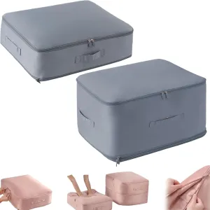 Cavanbrien, Cavanbrien Compression Bags, Ultra Space Saving Self Compression Organizer, 2025 New Cavanbrien Storage Tote for Comforters, Premium Comforter Compression Packaging Cube (2PC-Blue)