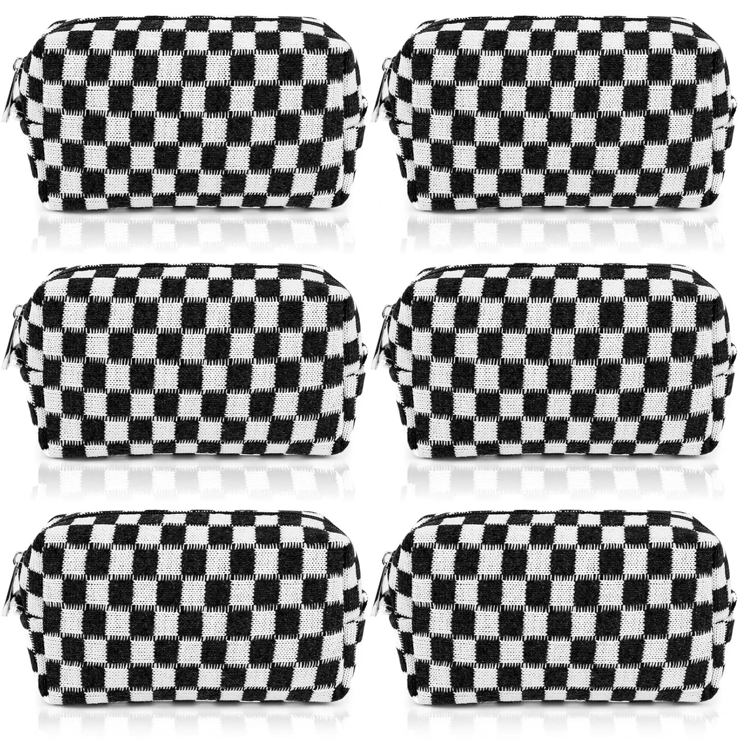 Checkered Makeup Bag Preppy Cosmetic Bag Bulk Black Makeup Pouch Personalize Travel Toiletry Bag Organizer Cute DIY Makeup Brushes Storage Bag for Women