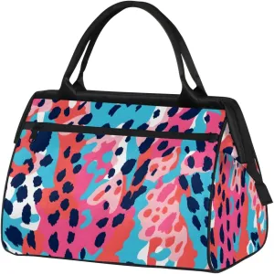 Cheetah Color Leopard Print Weekender Overnight Bag for Women Waterproof Carry On Travel Duffle Bags with Pocket Lightweight Sports Gym Tote Bag Large Luggage Workout Personal Item Hospital Bags