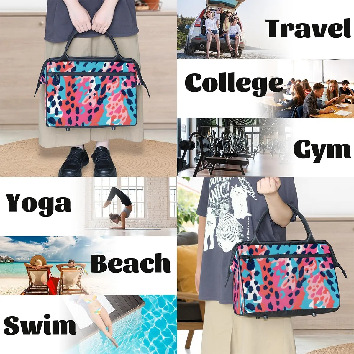 Cheetah Color Leopard Print Weekender Overnight Bag for Women Waterproof Carry On Travel Duffle Bags with Pocket Lightweight Sports Gym Tote Bag Large Luggage Workout Personal Item Hospital Bags