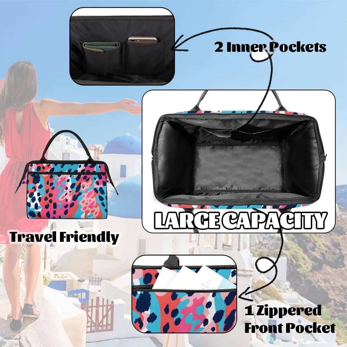 Cheetah Color Leopard Print Weekender Overnight Bag for Women Waterproof Carry On Travel Duffle Bags with Pocket Lightweight Sports Gym Tote Bag Large Luggage Workout Personal Item Hospital Bags