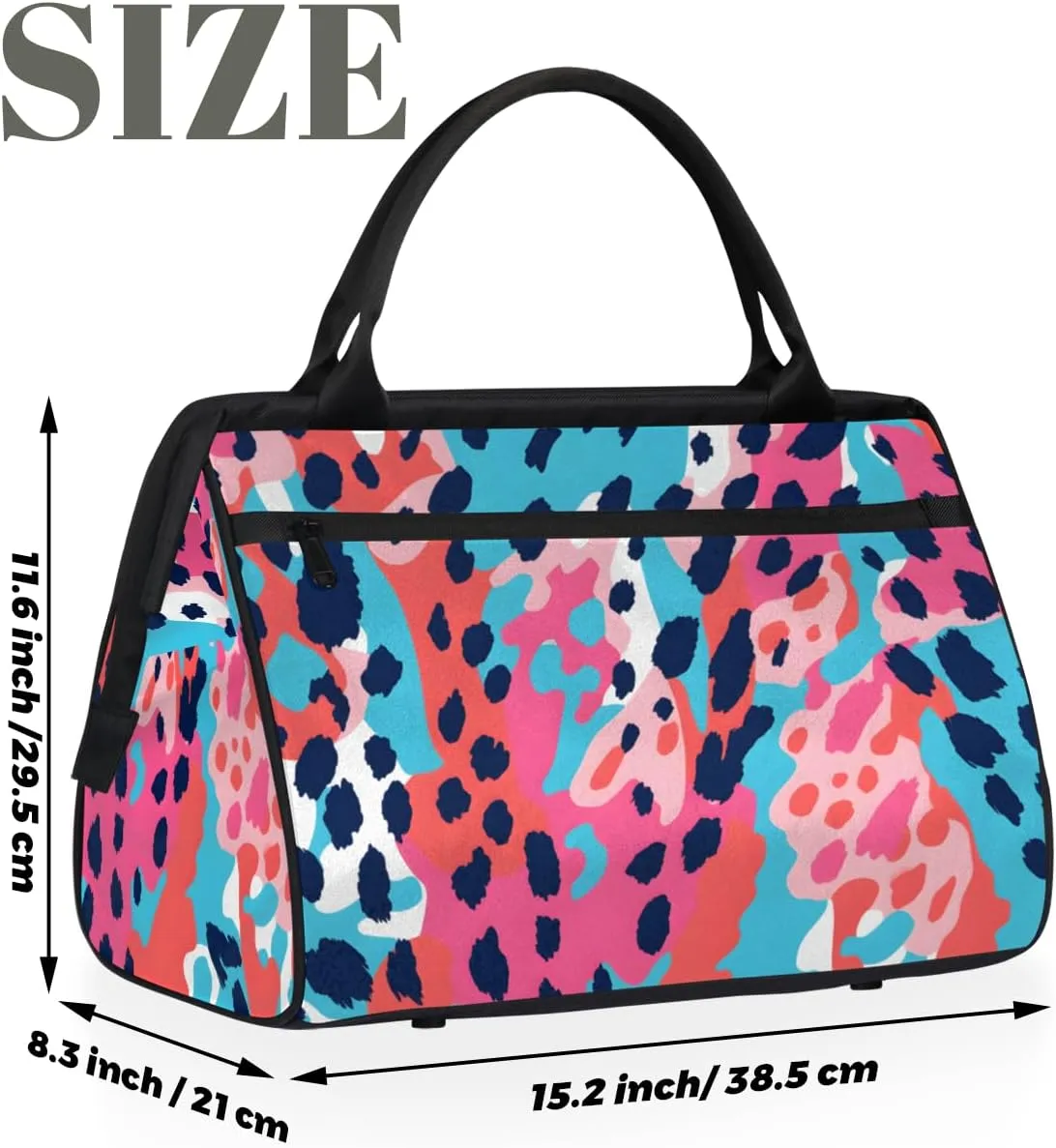 Cheetah Color Leopard Print Weekender Overnight Bag for Women Waterproof Carry On Travel Duffle Bags with Pocket Lightweight Sports Gym Tote Bag Large Luggage Workout Personal Item Hospital Bags