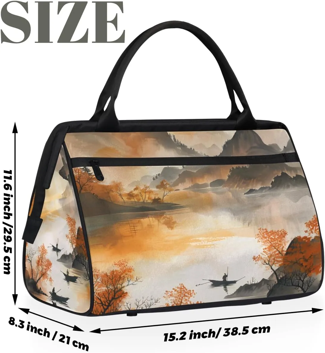 China Oil Painting Autumn Weekender Overnight Bag for Women Waterproof Carry On Travel Duffle Bags with Pocket Lightweight Sports Gym Tote Bag Large Luggage Workout Personal Item Hospital Bags
