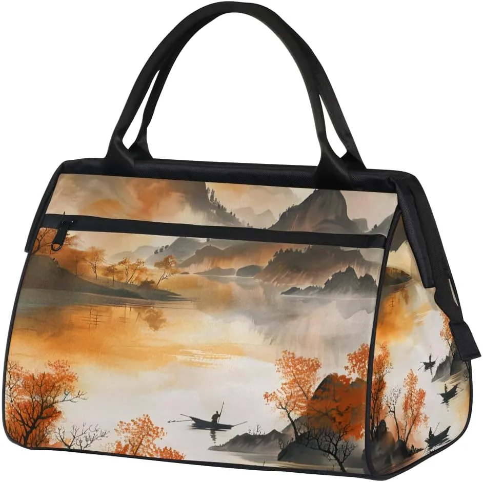China Oil Painting Autumn Weekender Overnight Bag for Women Waterproof Carry On Travel Duffle Bags with Pocket Lightweight Sports Gym Tote Bag Large Luggage Workout Personal Item Hospital Bags