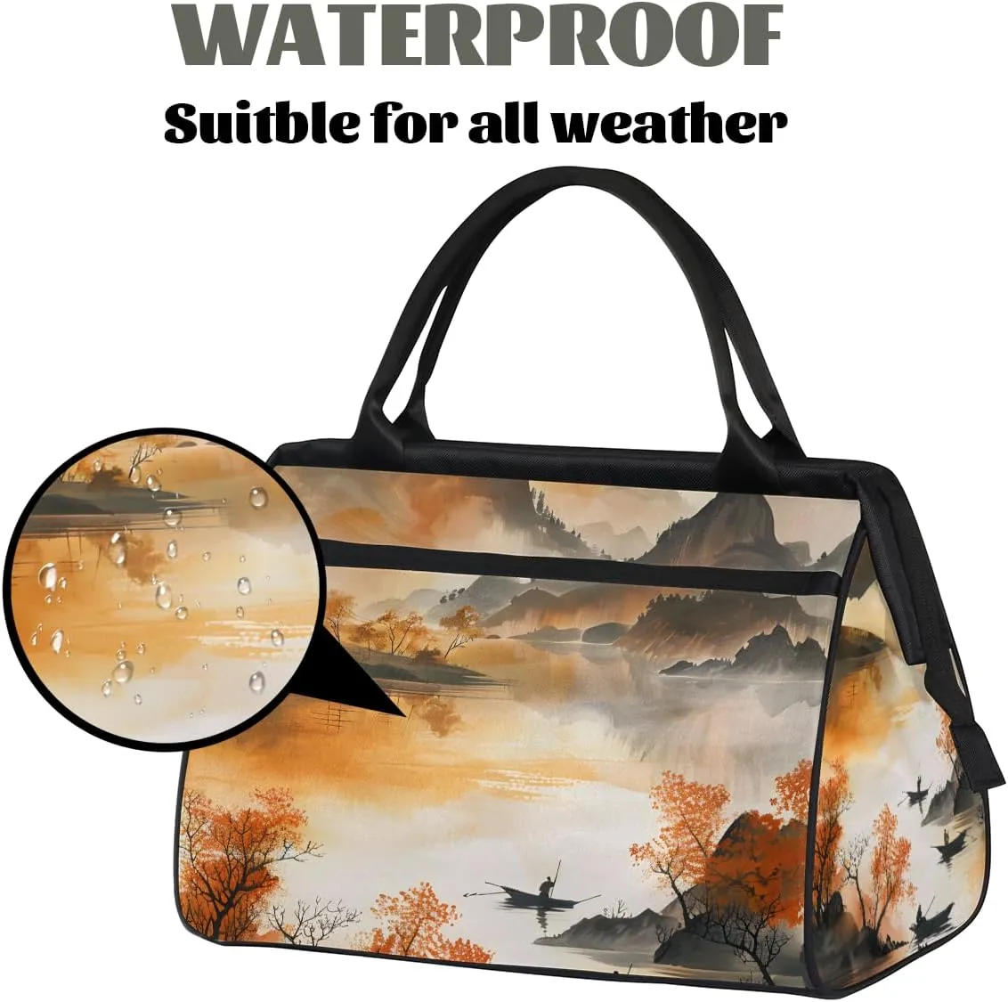 China Oil Painting Autumn Weekender Overnight Bag for Women Waterproof Carry On Travel Duffle Bags with Pocket Lightweight Sports Gym Tote Bag Large Luggage Workout Personal Item Hospital Bags
