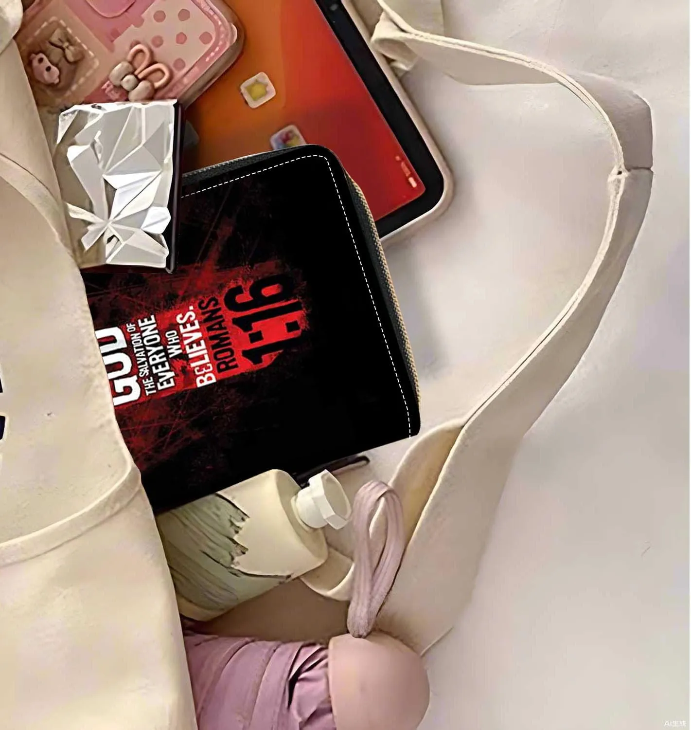 Christian Cross Bible Verse Quotes Romans 1:16 Print Wallet for Women Large Capacity Wallet Credit Card Holder PU Leather Zipper Clutch Purse Phone Wallet