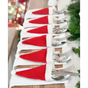 Christmas Hat Tableware Holder Bags for Festive Decor