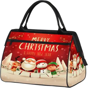 Christmas Santa Snowman Reindeer Travel Duffel Bag Sports Travel Duffel Bag Waterproof Durable Large Gym Tote Bag Weekender Overnight Bag for Women Travel Gym Yoga
