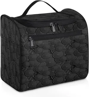 Circle Concentric Travel Hanging Toiletry Bag for Men and Women Black Makeup Organizer Travel Bathroom Bag Water-resistant Dopp Kit Shower Bag