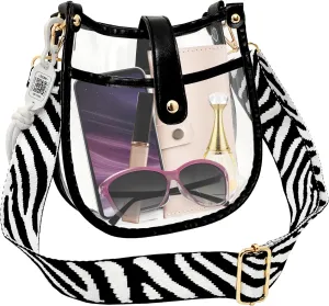 Clear Bag Stadium Approved, with Front Pocket QR code pendant, Adjustable Crossbody Concerts Events Purse
