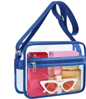 Clear Crossbody Messenger Shoulder Bag for Stadium Events, Clear Purse for Work Travel Concert and Sport Events