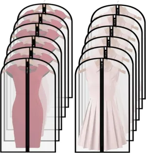 Clear Garment Bags for Hanging Clothes,48" Suit Bags for Closet Storage,12 Pack Garment Bags for Storage,Breathable Lightweight Dust Proof Cover with Balls and Study Full Zipper for Coats,Jackets