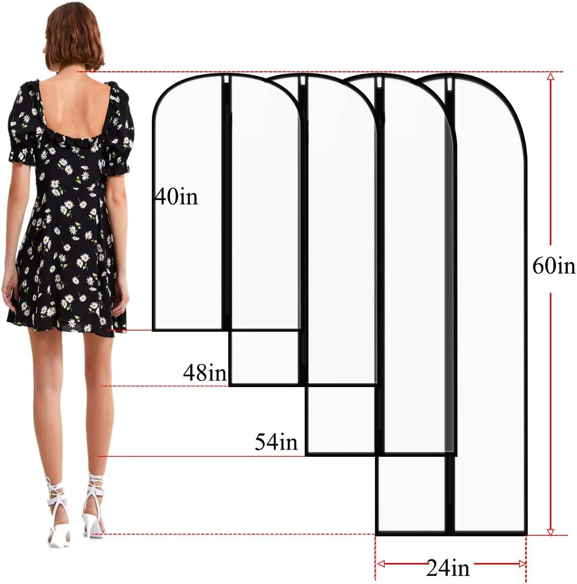 Clear Garment Bags for Hanging Clothes,48" Suit Bags for Closet Storage,12 Pack Garment Bags for Storage,Breathable Lightweight Dust Proof Cover with Balls and Study Full Zipper for Coats,Jackets