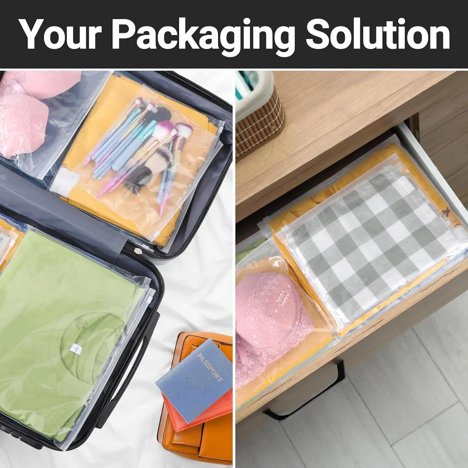 Clear Swimsuit Organizer Bags, Ziplock Bags for Clothes, Bikini, Swimwear, Bathing Suit Storage, T Shirt Packaging, 12x8 inch, Pack of 25, 3 Mil with Vent Holes
