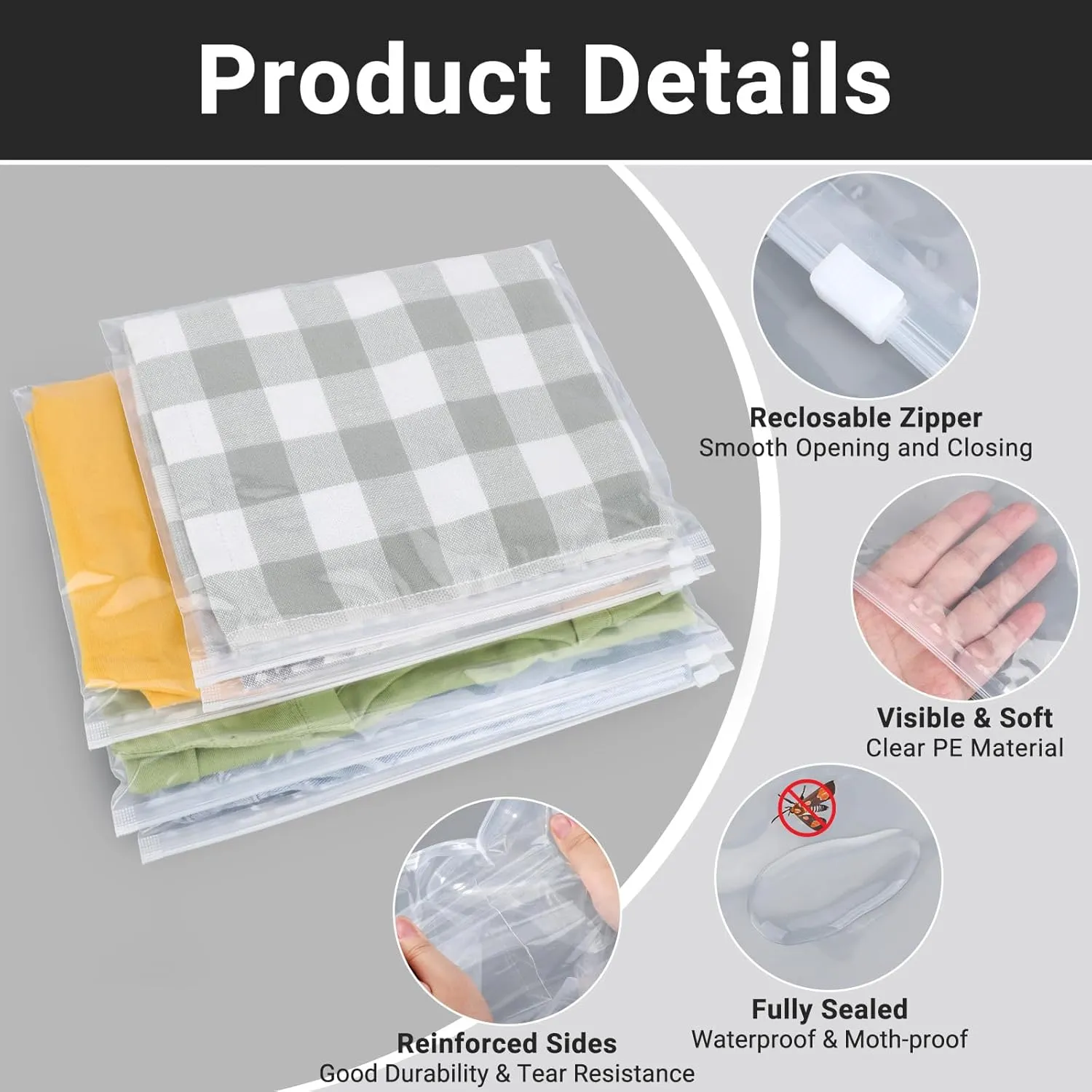 Clear Swimsuit Storage Bags, Clear Shirt Packaging Bags for Bikini, Swimwear, Bathing Suit Storage, 12x8 inch, Pack of 50, Waterproof, 3 Mil