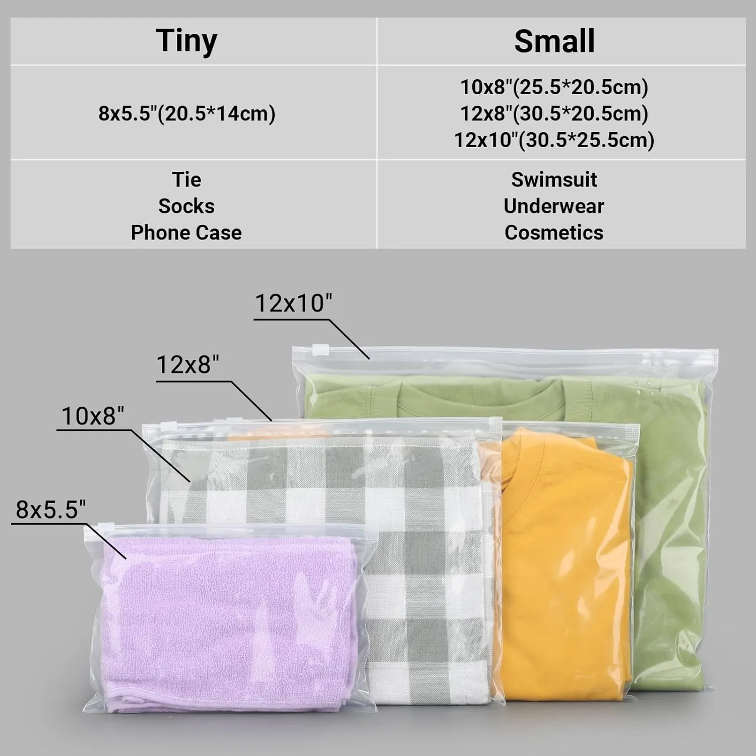 Clear Swimsuit Storage Bags, Clear Shirt Packaging Bags for Bikini, Swimwear, Bathing Suit Storage, 12x8 inch, Pack of 50, Waterproof, 3 Mil