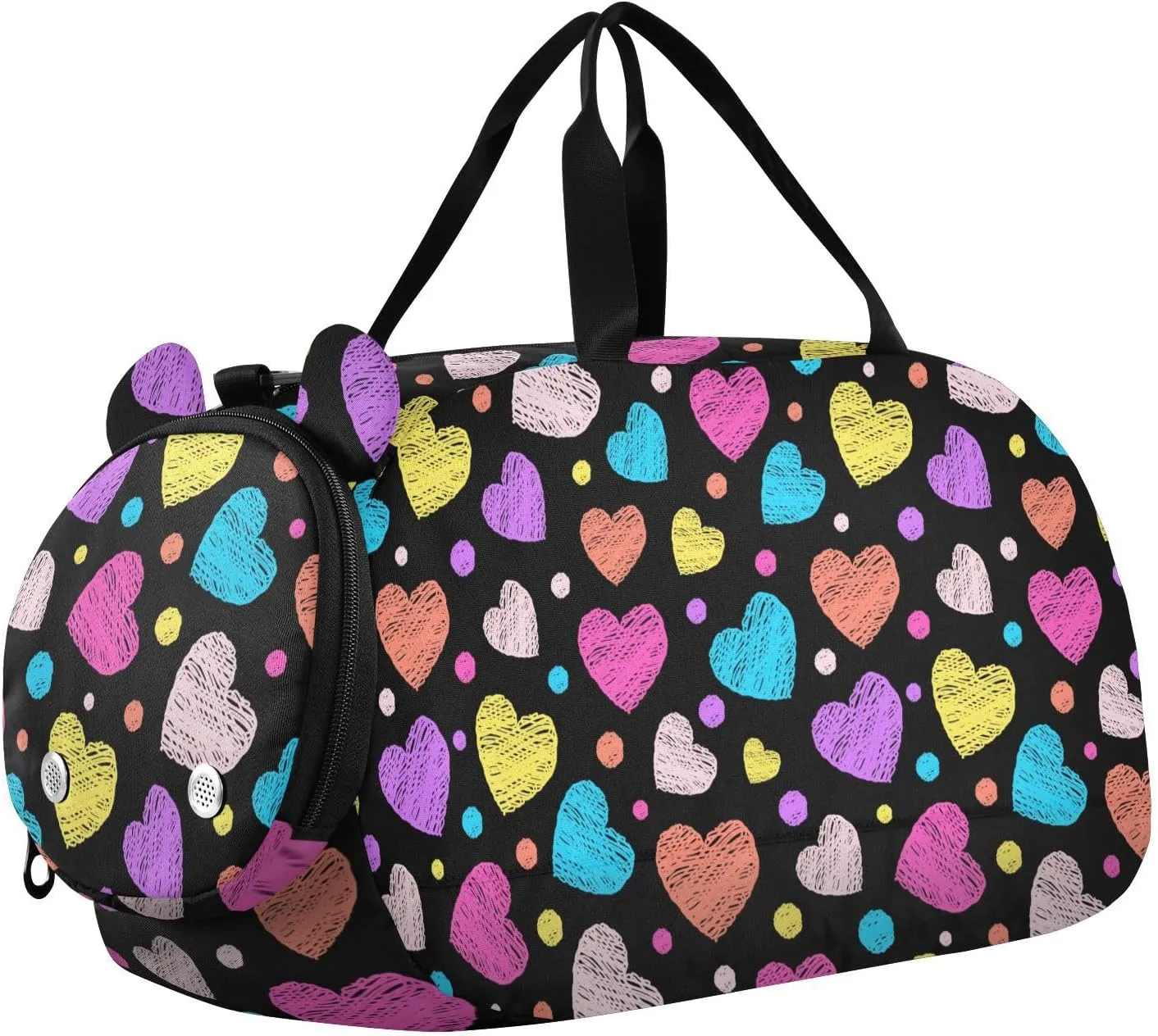 Colored Hearts Dots Duffel Bags for Boys Small Gym Bags for Teens Dance Bag for Girls
