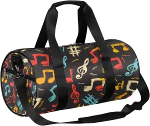 Colorful Music Notes Travel Duffle Bag Gym Bag for Women Men Lightweight Carry on Duffel Bag for Sports Gyms Weekend Getaway