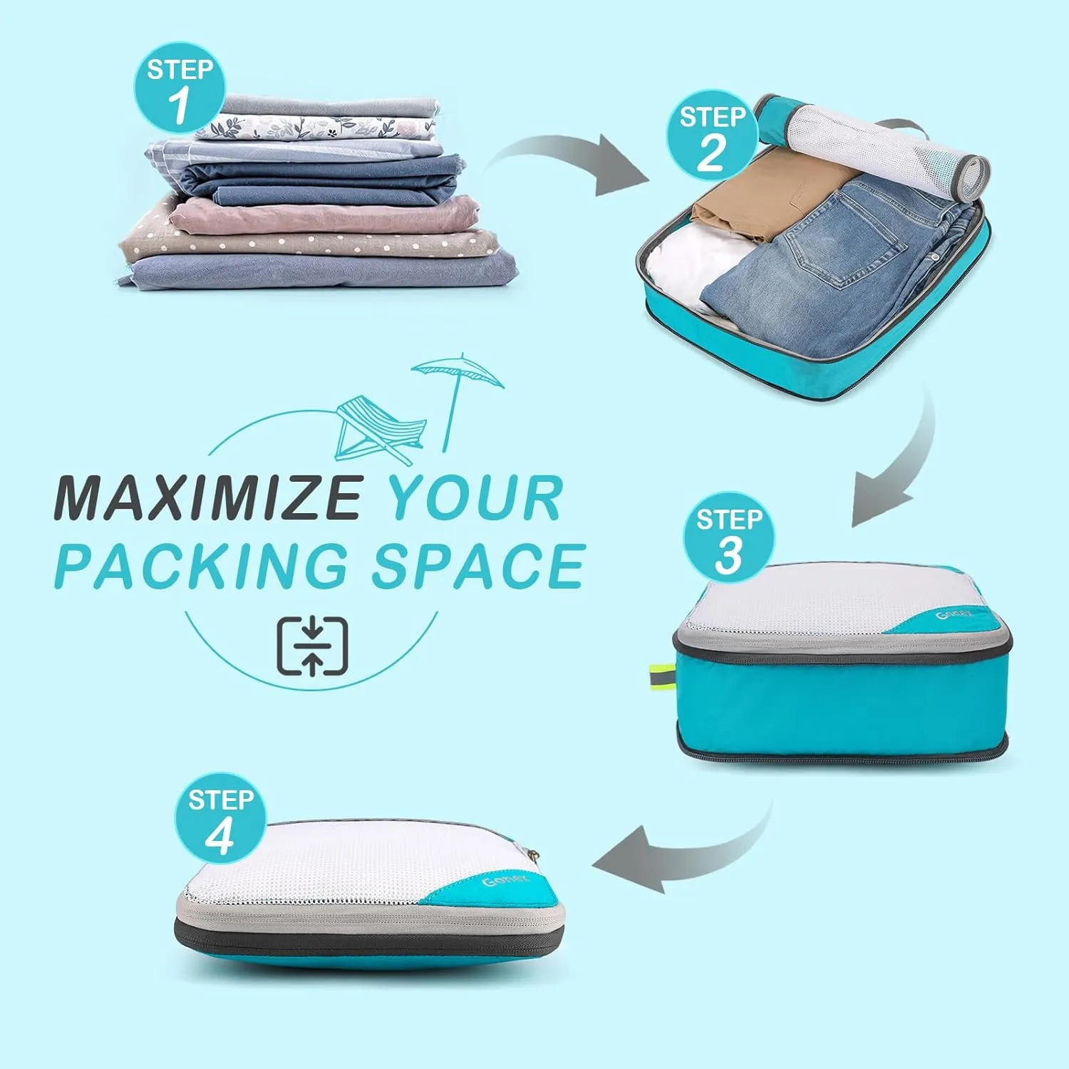 Compression Packing Cubes, Gonex Extensible Storage Mesh Bags Organizers