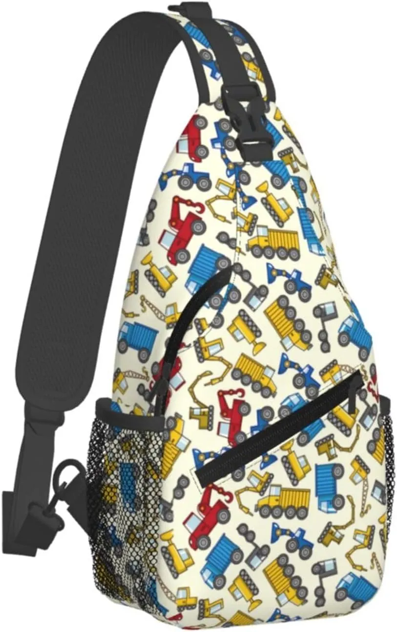 Construction Machinery Truck Crossbody Bag Adjustable Sling Bag Casual Chest Bags Travel Shoulder Backpack