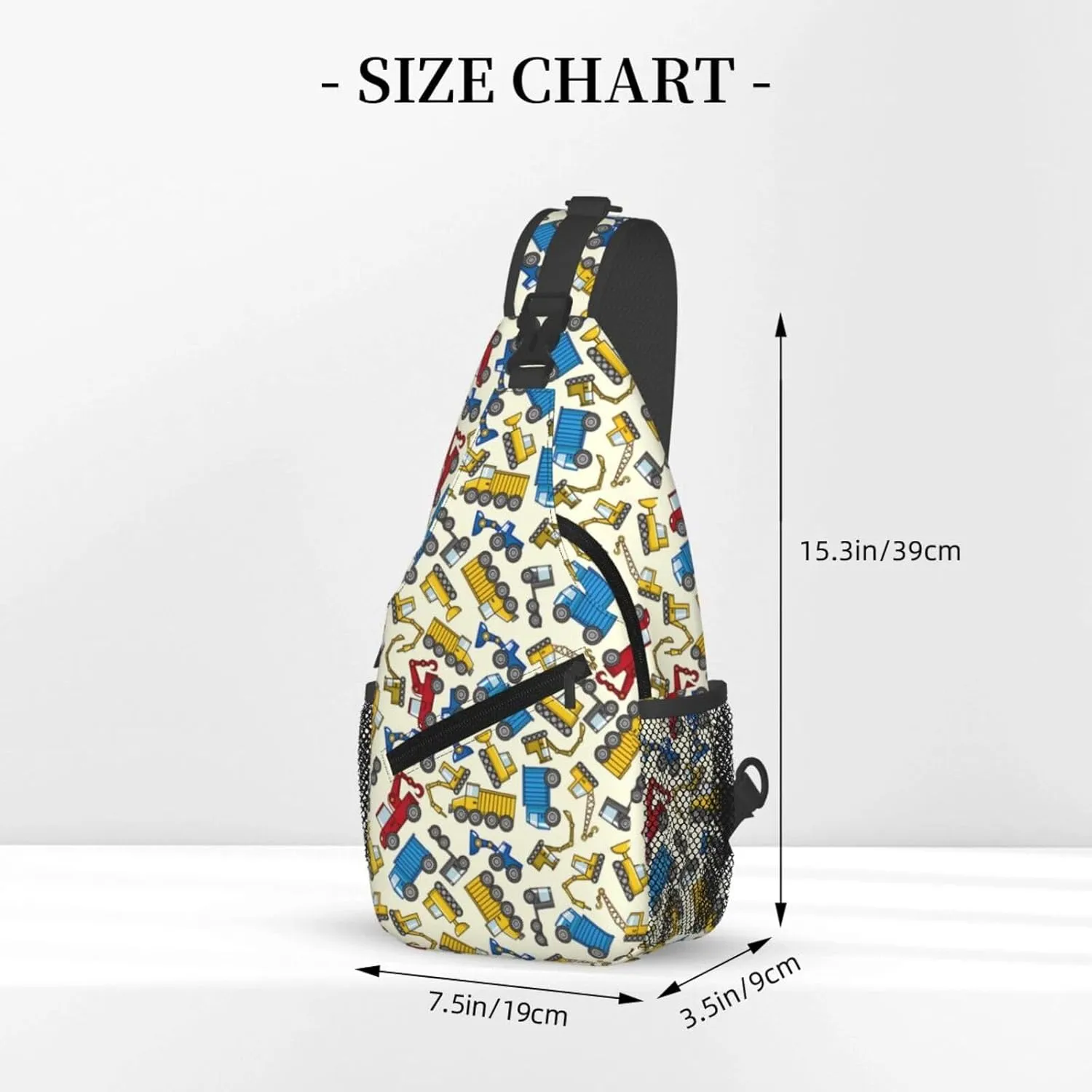 Construction Machinery Truck Crossbody Bag Adjustable Sling Bag Casual Chest Bags Travel Shoulder Backpack