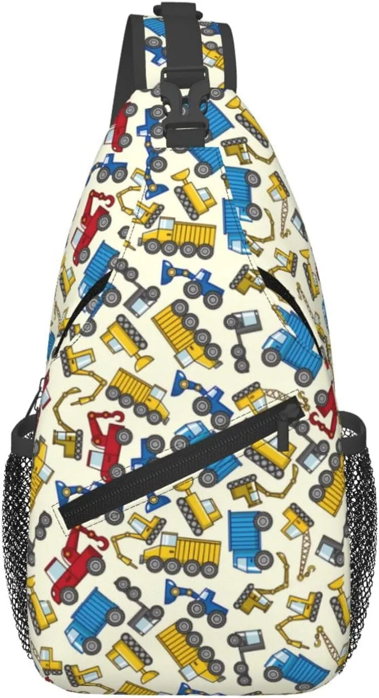 Construction Machinery Truck Crossbody Bag Adjustable Sling Bag Casual Chest Bags Travel Shoulder Backpack