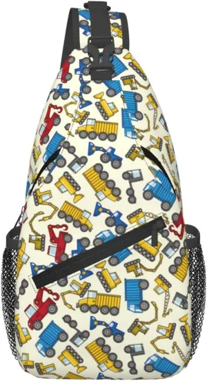Construction Machinery Truck Crossbody Bag Adjustable Sling Bag Casual Chest Bags Travel Shoulder Backpack