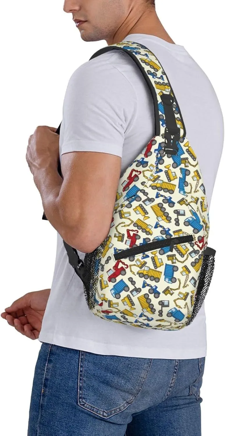 Construction Machinery Truck Crossbody Bag Adjustable Sling Bag Casual Chest Bags Travel Shoulder Backpack
