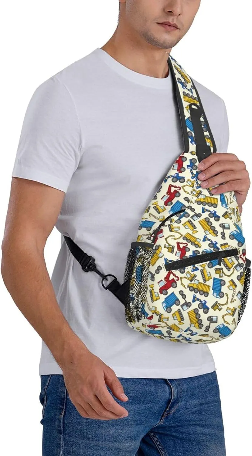Construction Machinery Truck Crossbody Bag Adjustable Sling Bag Casual Chest Bags Travel Shoulder Backpack