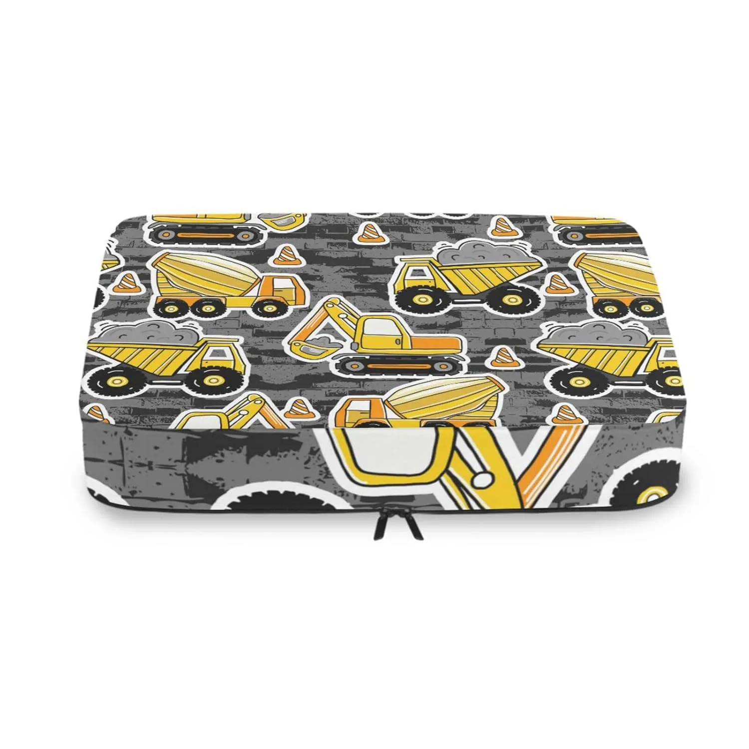 Construction Yellow Machinery with Truck Crane and Bulldozer 4 Set Packing Cubes, Travel Packing Organizers, 600D Oxford Cloth Toiletry Storage Bag, Luggage Mesh Bags for Accessories