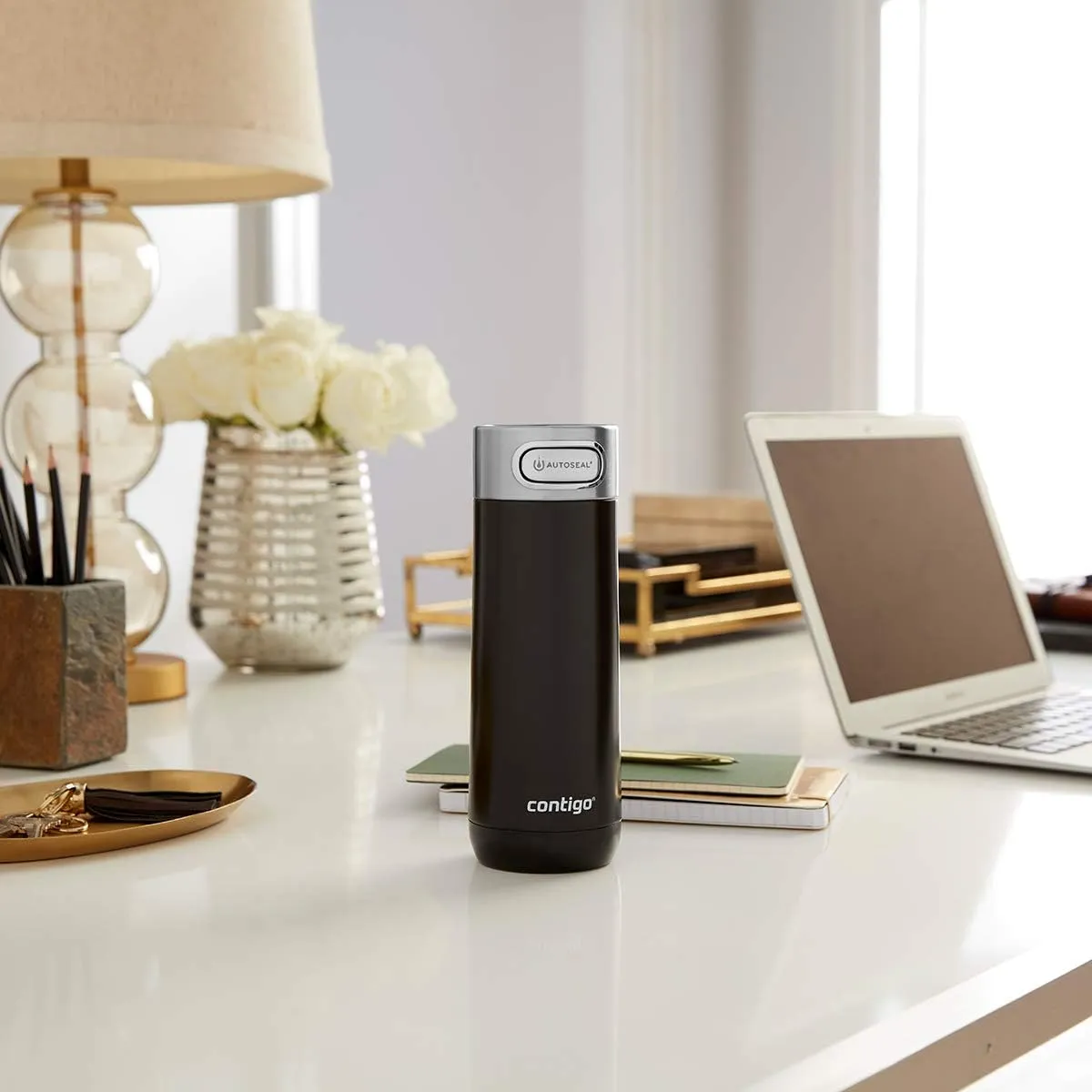 Contigo Luxe AUTOSEAL Vacuum-Insulated Stainless Steel Thermal Travel Mug, Leak-Proof 16oz Reusable Coffee Mug, Fits Under Most Single-Serve Brewers, Top-Rack Dishwasher Safe, Stainless Steel