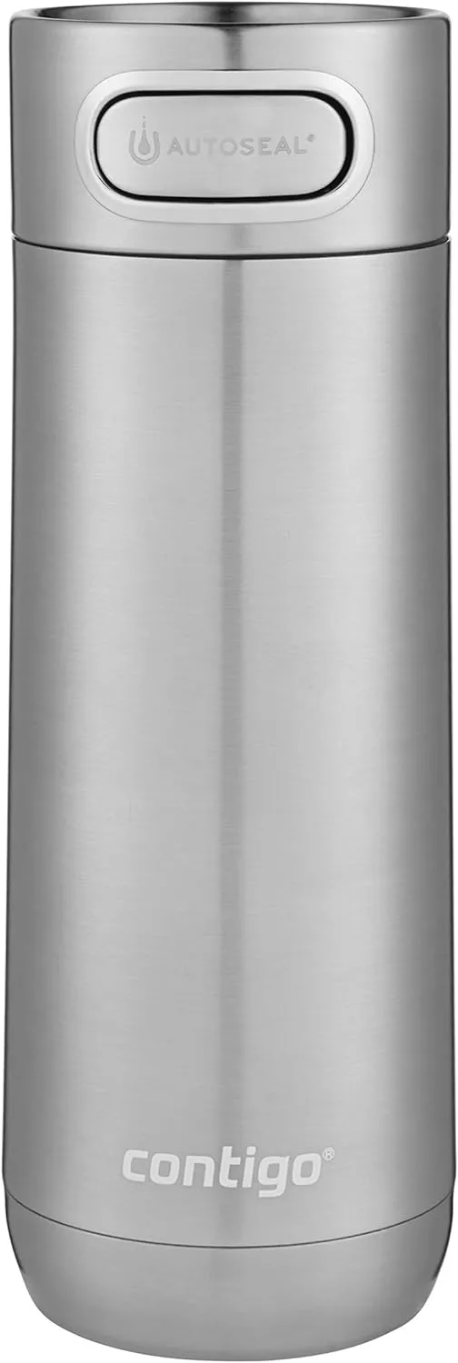 Contigo Luxe AUTOSEAL Vacuum-Insulated Stainless Steel Thermal Travel Mug, Leak-Proof 16oz Reusable Coffee Mug, Fits Under Most Single-Serve Brewers, Top-Rack Dishwasher Safe, Stainless Steel