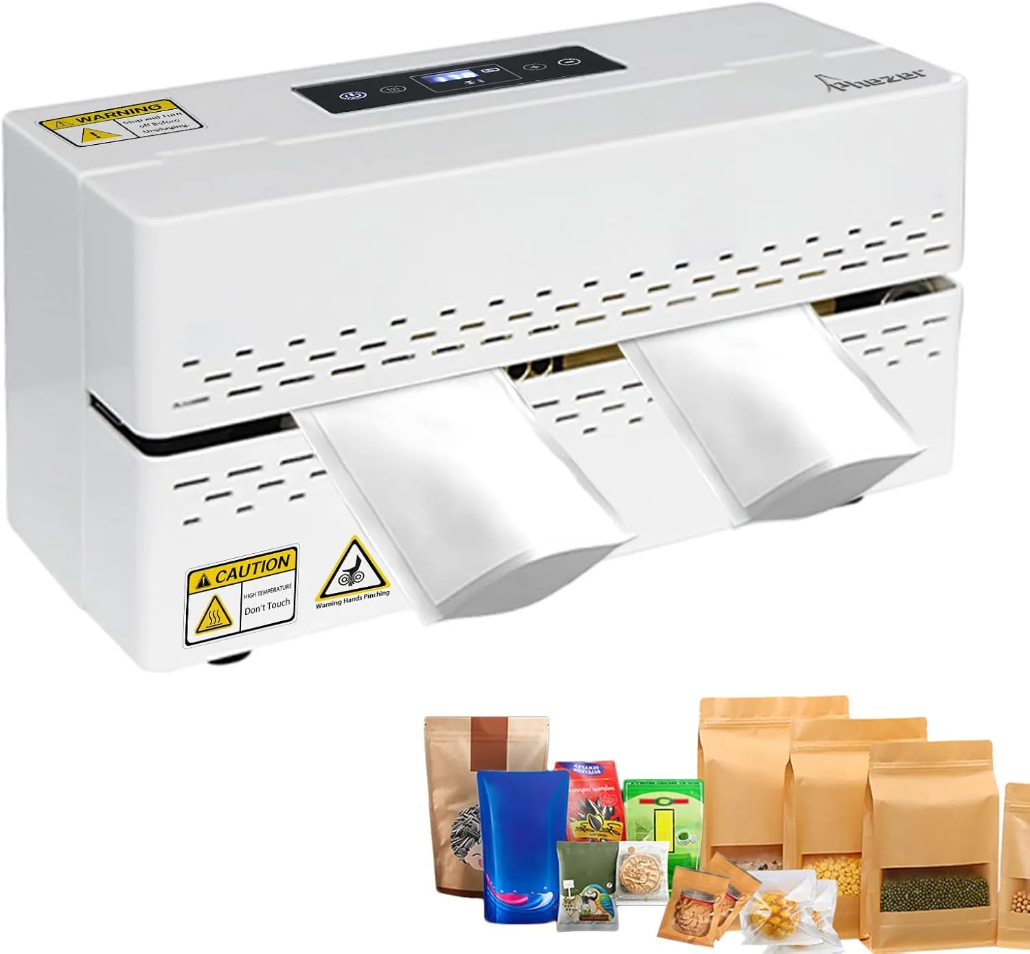 Continuous Heat Sealing Machine for Plastic and Poly Bags, with Digital Temperature Control, Lightweight Horizontal Bag Sealer for Food Storage, Kitchen, Bakery, Snacks Packaging