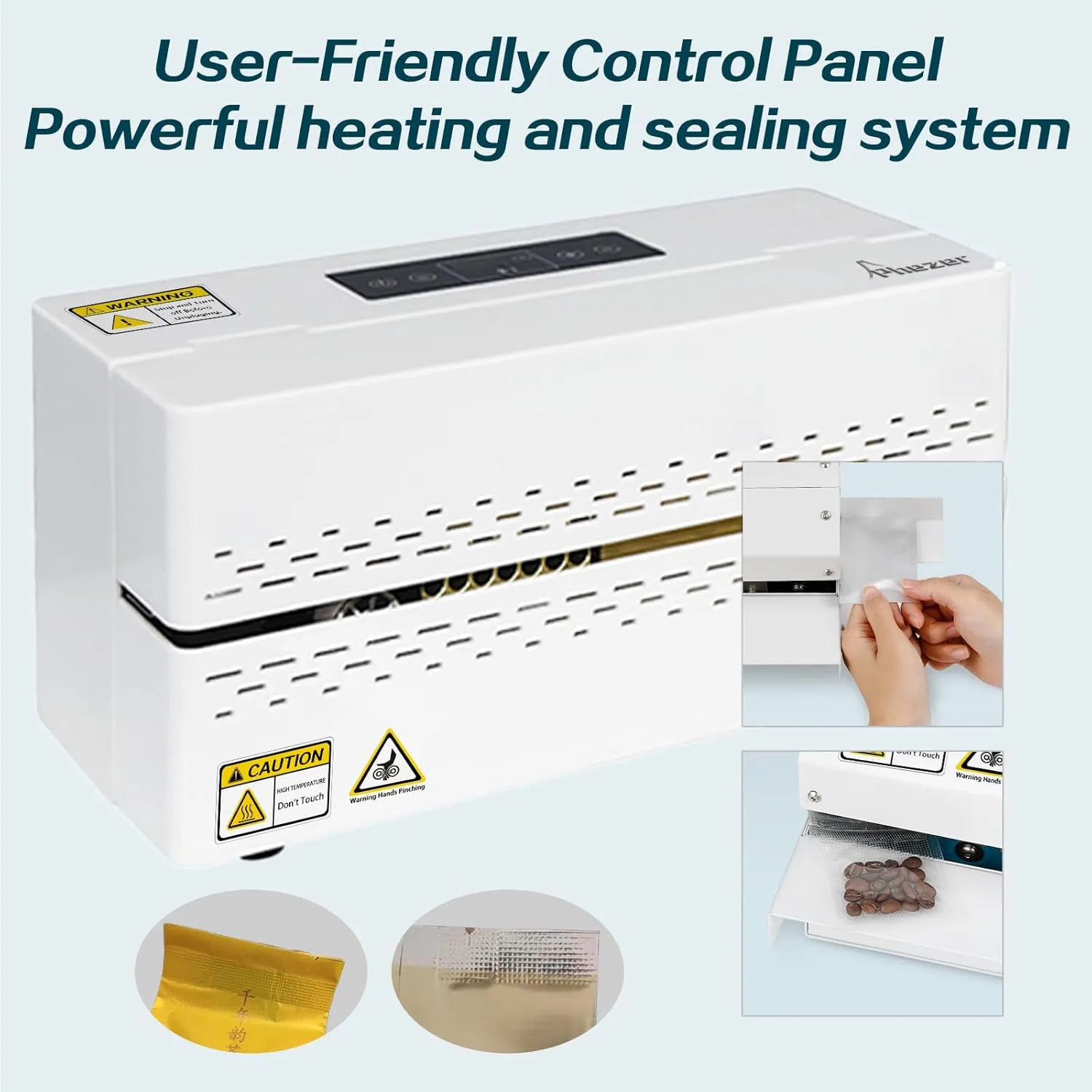 Continuous Heat Sealing Machine for Plastic and Poly Bags, with Digital Temperature Control, Lightweight Horizontal Bag Sealer for Food Storage, Kitchen, Bakery, Snacks Packaging
