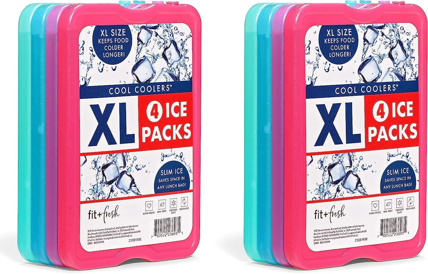 Cool Coolers by Fit   Fresh Slim Compact Reusable XL Ice Pack, Perfect for Lunch Boxes, Coolers, and Beach Bags