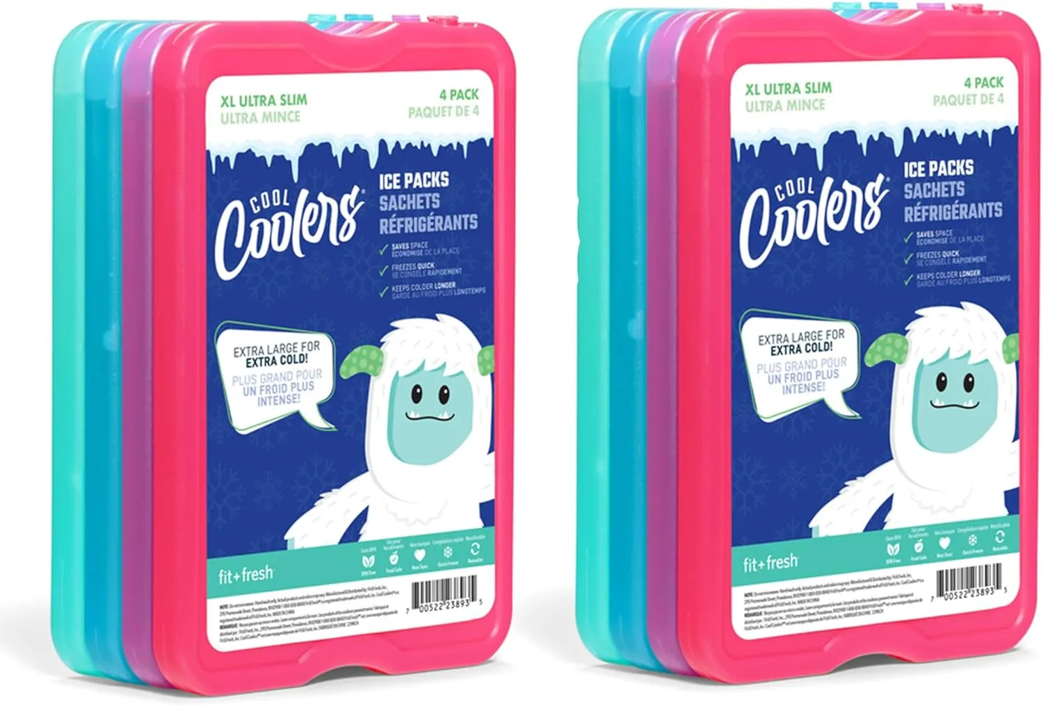 Cool Coolers by Fit   Fresh Slim Compact Reusable XL Ice Pack, Perfect for Lunch Boxes, Coolers, and Beach Bags
