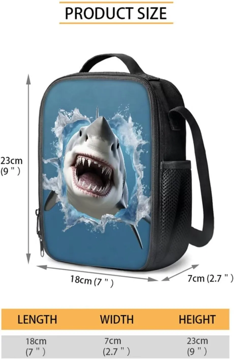 Cool Shark School Bags for Boys With Lunch Bag Pencil Case Kids Backpack Ages 5-8/8-12 Elementary School Bookbags Middle Primary Students Book Bags for 3rd/4th/5th/6th Grade