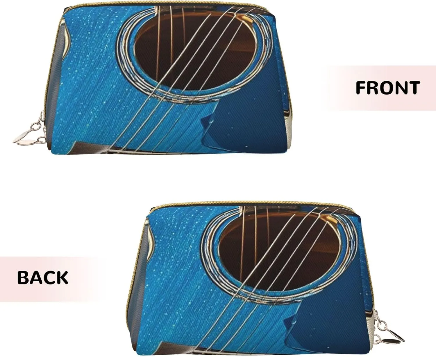 Cosmetic Bag Travel Makeup Bag Waterproof Toiletry Pouch Portable Wide Open Pouch Chickens and Farm Makeup Organizer Case Large Capacity Zipper Pouch Toiletry Bag for Women, Blue Guitar, One Size