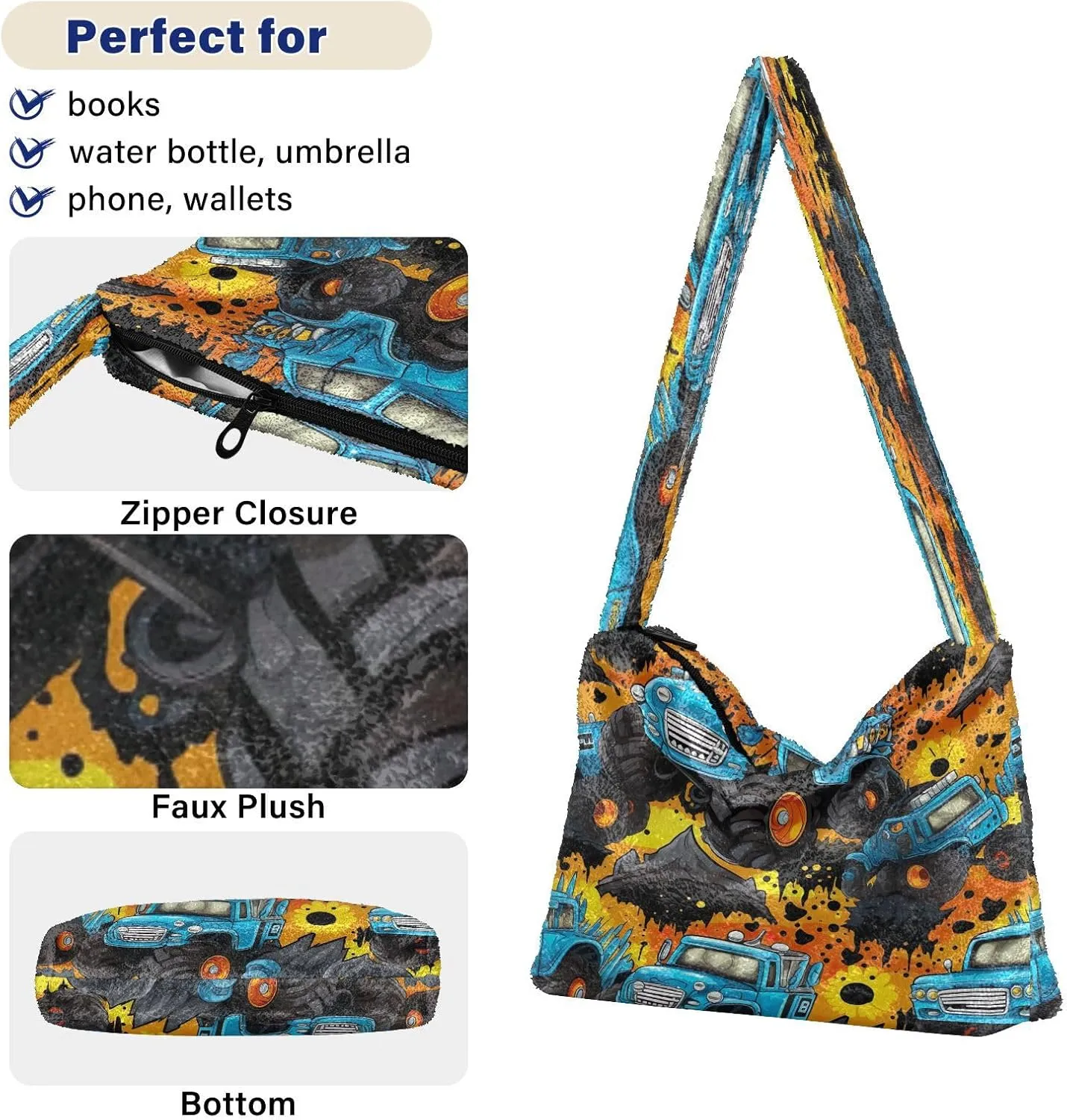 Cosmic Sky with Various Stars and Nebulas Plush Bag, Shoulder Hand Bag, Shoulder Handbags for Women