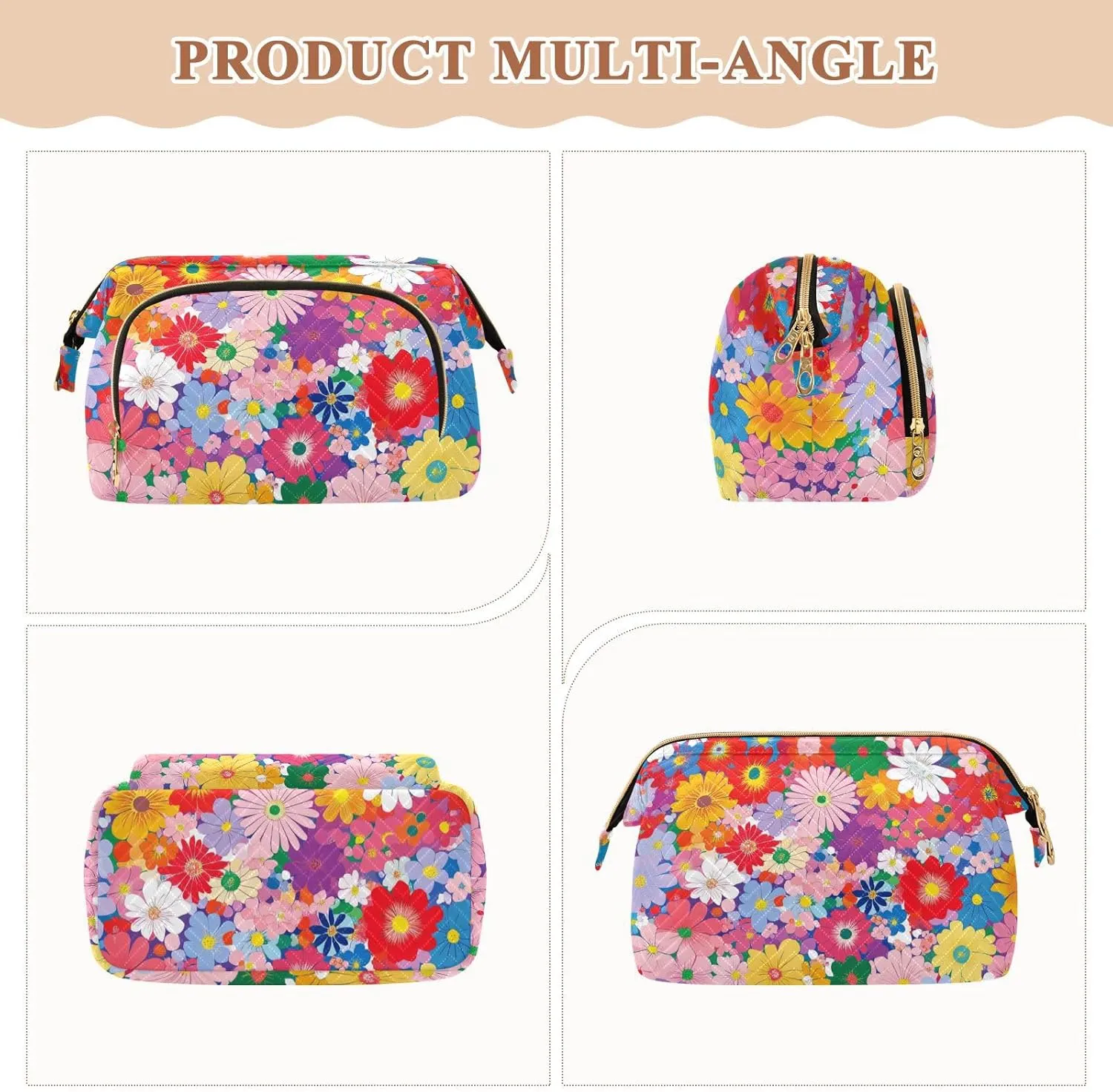 Cottage Flowers Beauty Cosmetics Bag Lightweight Capacity Travel Cosmetic Bag Women's Coin Purse Wallet for Travel Accessories
