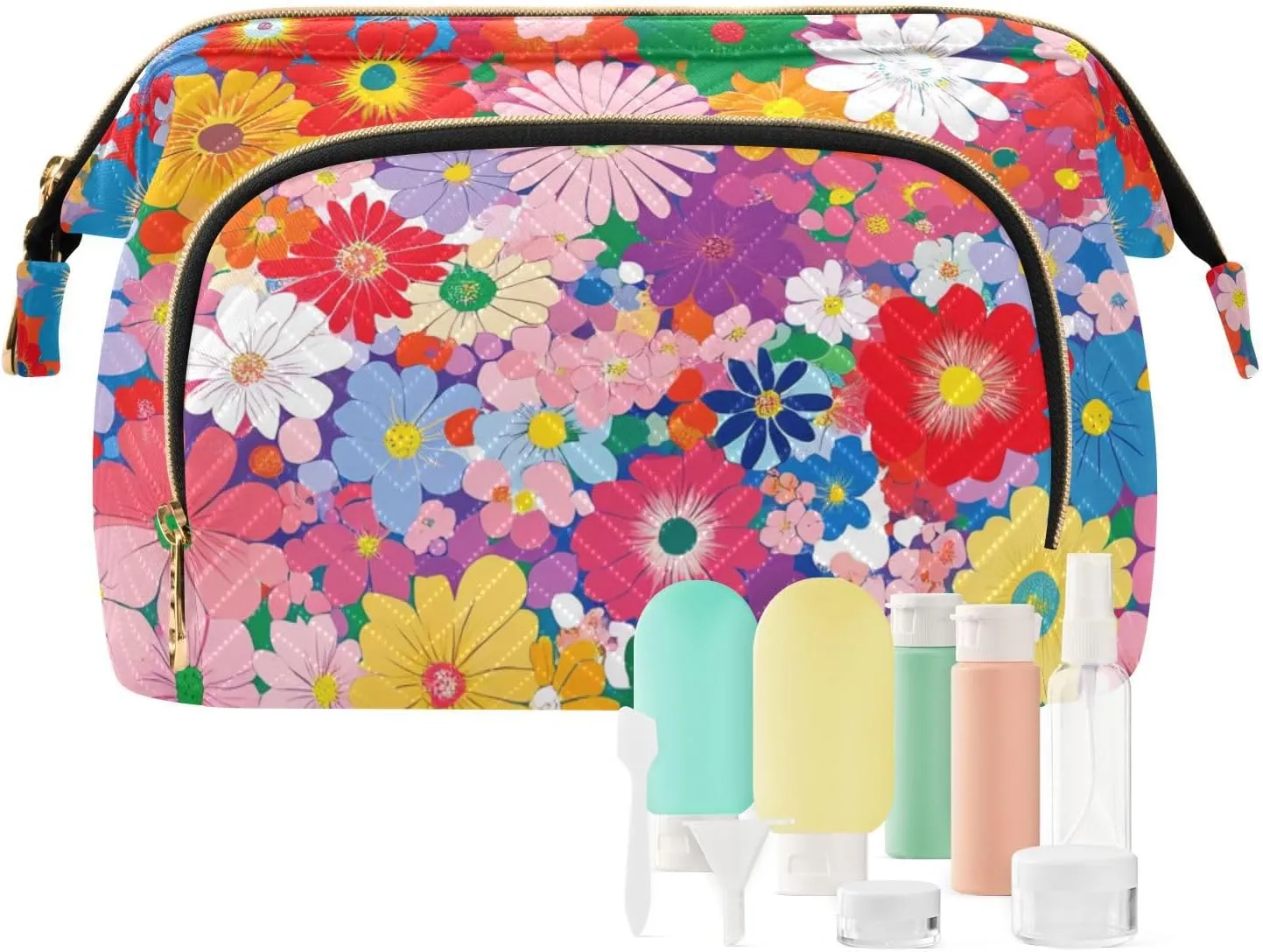 Cottage Flowers Beauty Cosmetics Bag Lightweight Capacity Travel Cosmetic Bag Women's Coin Purse Wallet for Travel Accessories